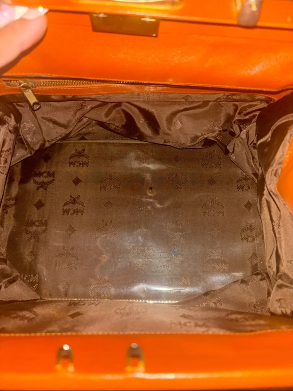 MCM Visetos Cognac Vintage Satchel with COA